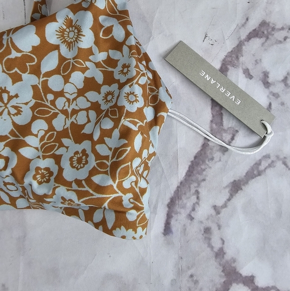 Everlane Swim Top Large Blue Honey Floral Bikini Scoop Neck Nyle Square … - Picture 5 of 15